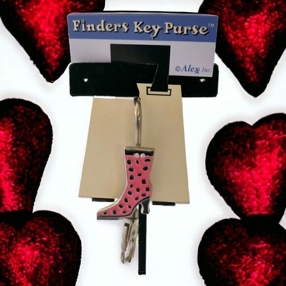 Enameled Boot ALEXX Inc FINDERS KEY PURSE Finder Fob Keychain Pink Rhinestones. - Picture 13 of 15